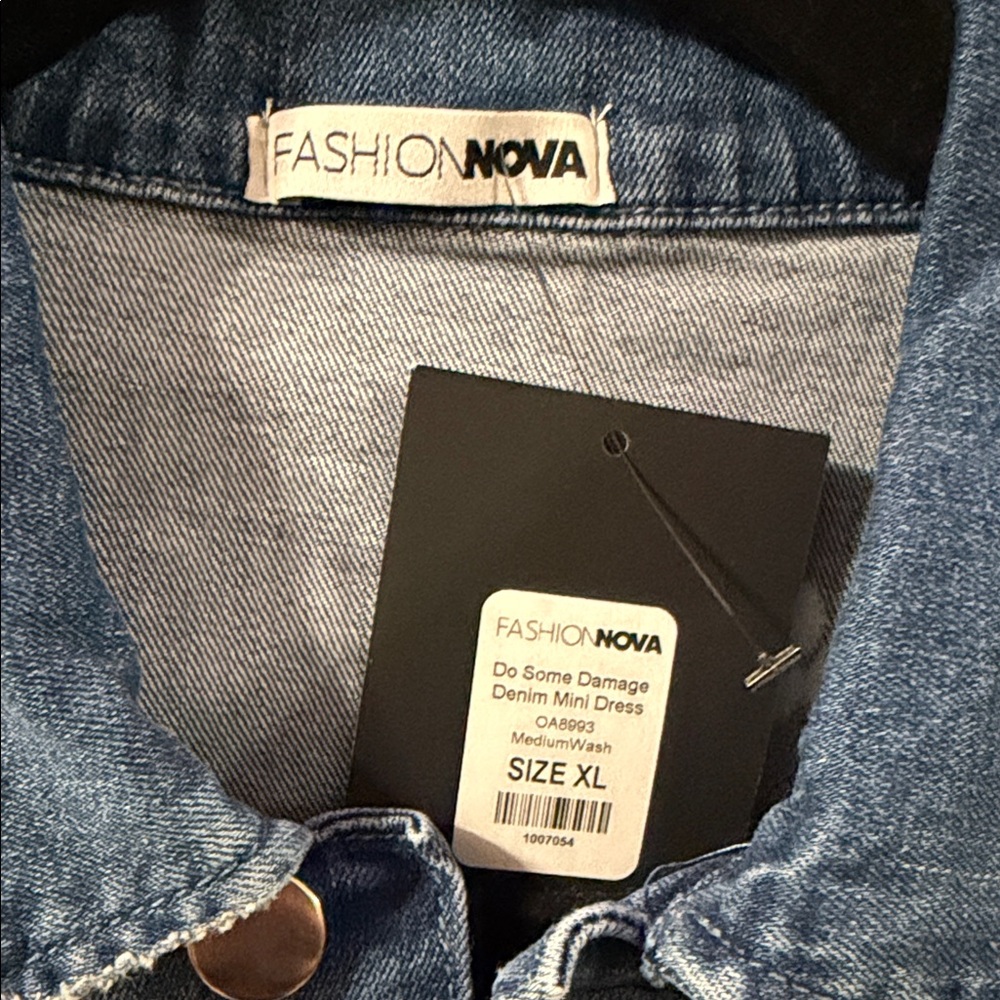 Fashion Nova Blue Distressed Denim Mini Dress - Picture 2 of 5
